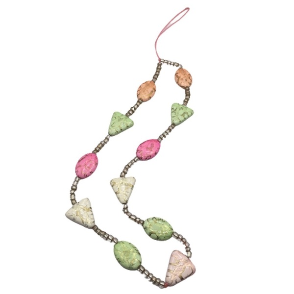 Phone strap - Λουράκι για το κινητό διακοσμημένο με διάφορες χάντρες πολύχρωμες - charms, λουράκια