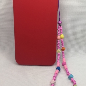 Phone strap - Λουράκι για το κινητό διακοσμημένο με πολύχρωμες χάντρες φίμο και χαουλίτη - charms, λουράκια - 4