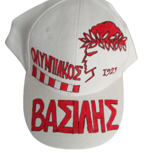 παιδικό καπέλο jockey με όνομα και θέμα αγαπημένη ομάδα ολυμπιακός ( οσφπ) - αγόρι, όνομα - μονόγραμμα, καπέλα