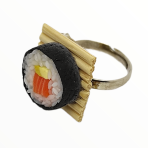 Χειροποίητο Δαχτυλίδι maki shushi,κοσμήματα απομίμησης γλυκών, χειροποίητα κοσμήματα μινιατούρες πολυμερικού πηλού Mimitopia - πηλός, φαγητό, αυξομειούμενα - 3