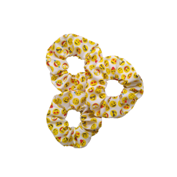 Λαστιχάκι-scruncie Φατσούλες- Emoji - ύφασμα, λαστιχάκια μαλλιών - 3