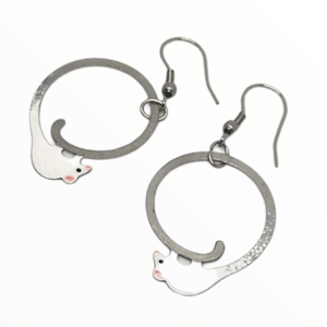Σκουλαρίκια ποντικάκια βαμμένα με Σμάλτο, χειροποίητα κοσμήματα σμάλτου mimitopia - σμάλτος, ατσάλι, boho, κρεμαστά - 2