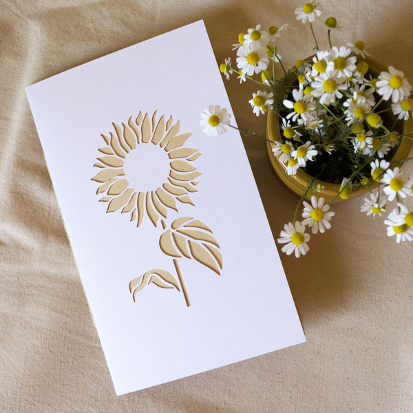 Χειροποίητη ευχετήρια κάρτα Ηλίανθος - δώρο, γάμος, γενέθλια, κάρτα ευχών, γέννηση - 3