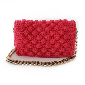 Χειροποίητη πλεκτή τσάντα bubble 18cm x 26cm - clutch, ώμου, all day, βραδινές, μικρές