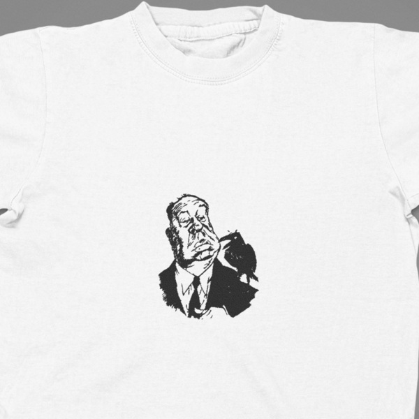 Βαμβακερό μπλουζάκι με κεντητό σχέδιο Celebrity Καρικατούρα Χιτσκοκ - βαμβάκι, κεντητά, δώρο