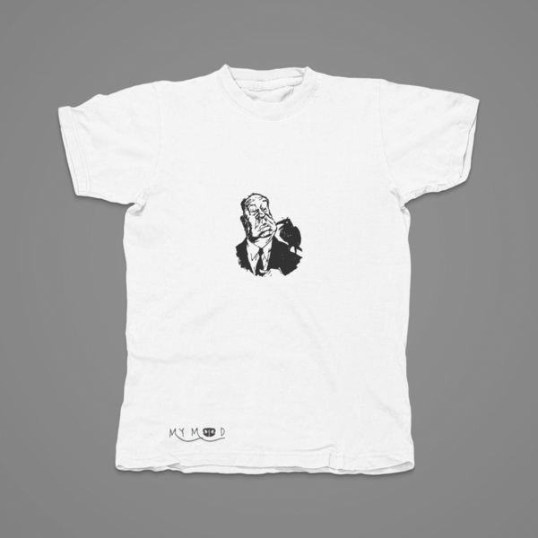Βαμβακερό μπλουζάκι με κεντητό σχέδιο Celebrity Καρικατούρα Χιτσκοκ - βαμβάκι, κεντητά, δώρο - 3