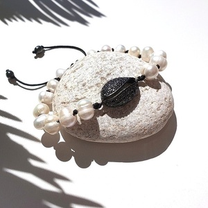 Βραχιόλι γυναικείο με μαργαριτάρια και κοχύλι cowrie με ζιργκόν - ημιπολύτιμες πέτρες, charms, μαργαριτάρι, κοχύλι, αυξομειούμενα - 4