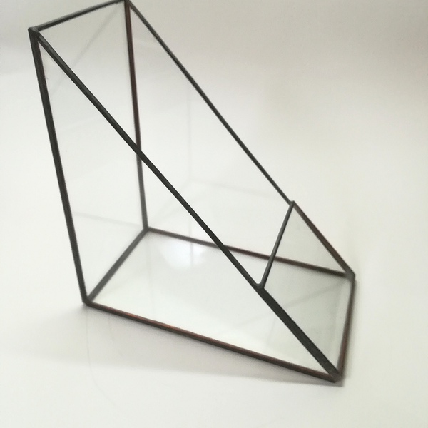 Γυάλινη γλάστρα τρίγωνη - γυαλί, βιτρώ - 2