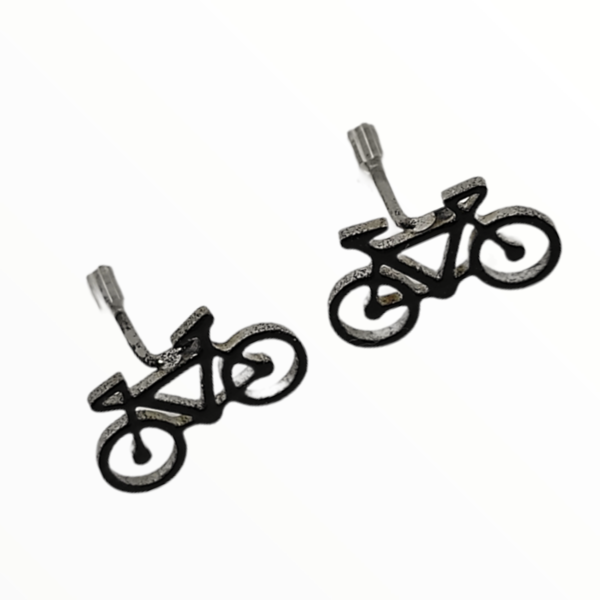 Σκουλαρίκια καρφωτά ποδήλατα βαμμένα με Σμάλτο, χειροποίητα κοσμήματα mimitopia - σμάλτος, πουλάκια, καρφωτά, ατσάλι, boho - 3