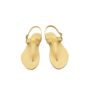Δερμάτινα σανδάλια σε φυσικό μπέζ χρώμα/ T-strap sandals - δέρμα, σανδάλι, φλατ, ankle strap, διχαλωτά