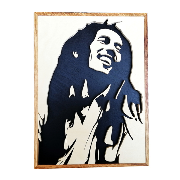 Bob Marley 3D ξύλινο διακοσμητικό τοίχου - 3D wood art - πίνακες & κάδρα, ξύλινα διακοσμητικά τοίχου