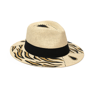 Desert μπεζ χειροποίητο καπέλο Παναμά με animal print - animal print