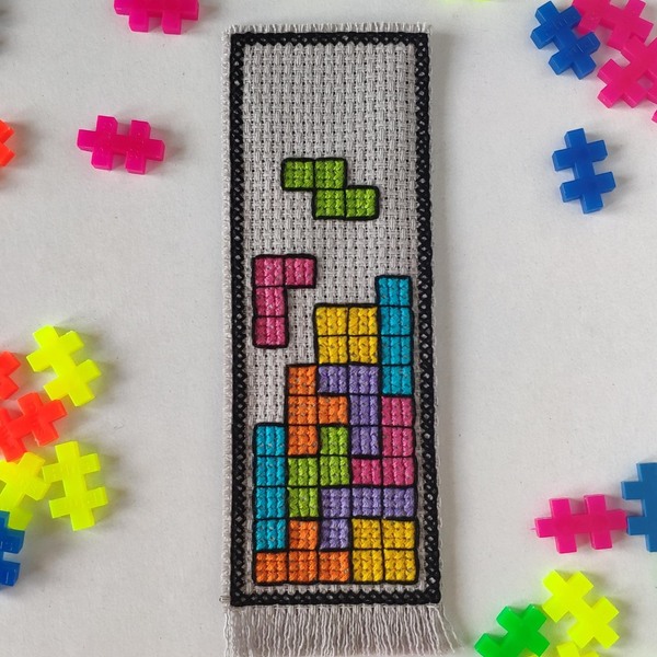 Tetris κεντημένος σελιδοδείκτης - χρωματιστό, σελιδοδείκτες