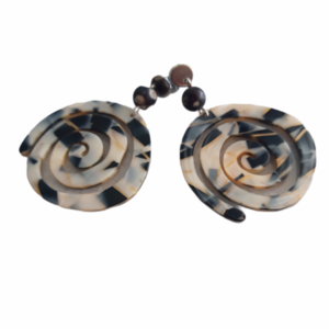 Σκουλαρίκια με σπείρες πλέξιγλας - ημιπολύτιμες πέτρες, plexi glass, κρεμαστά, μεγάλα