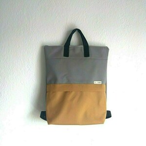 Σακίδιο πλάτης - Alaesa Backpack γκρι-μουσταρδί - ύφασμα, σακίδια πλάτης, minimal