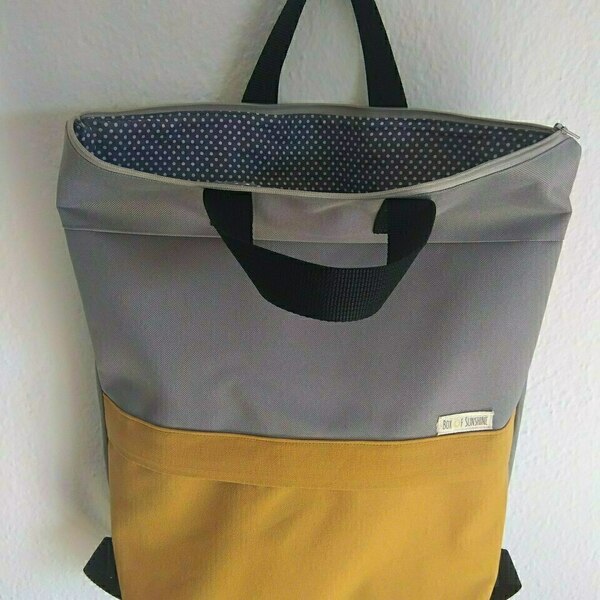 Σακίδιο πλάτης - Alaesa Backpack γκρι-μουσταρδί - ύφασμα, σακίδια πλάτης, minimal - 2