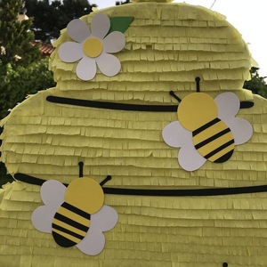Πινιάτα κυψέλη με μέλισσες ύψος 52 εκ. - πινιάτες, baby shower - 4
