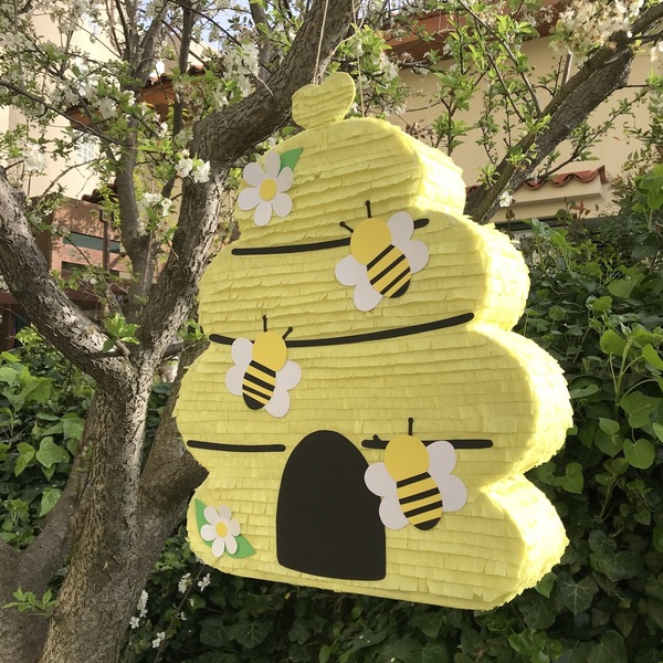 Πινιάτα κυψέλη με μέλισσες ύψος 52 εκ. - πινιάτες, baby shower - 5