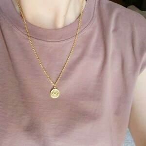Gold eye coin•|•necklace - charms, μάτι, κοντά, ατσάλι, boho - 2