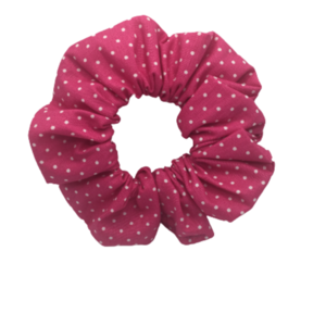 Υφασμάτινο λαστιχάκι scrunchie dots φούξια - ύφασμα, κορίτσι, λαστιχάκια μαλλιών - 3