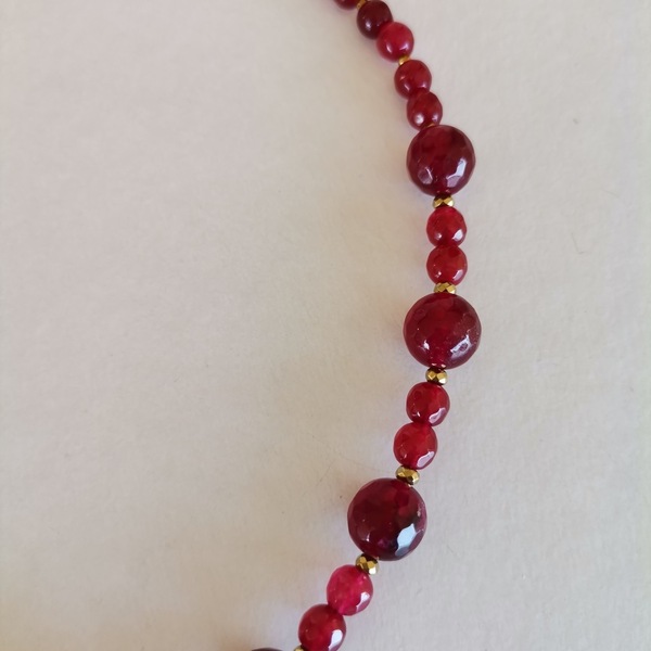 Κοντό ατσάλινο κολιέ με κόκκινο νεφρίτη και αιματίτη - ημιπολύτιμες πέτρες, charms, κοντά - 4
