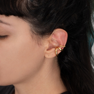 Ear Cuff από επιχρυσωμένο ορείχαλκο - επιχρυσωμένα, ear cuffs - 3