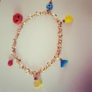 Colourful anklet.! - charms, επιχρυσωμένα, ατσάλι, ποδιού, αυξομειούμενα - 2