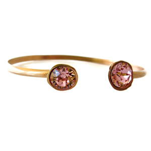 Βραχιόλι με κρύσταλλο swarovski rose gold pink - επιχρυσωμένα, κρύσταλλα, swarovski, χειροπέδες, αυξομειούμενα