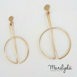 "Geometrical Long Earrings" Μακριά Σκουλαρίκια Rose Gold 85mm - επιχρυσωμένα, μακριά, κρεμαστά, μεγάλα - 4