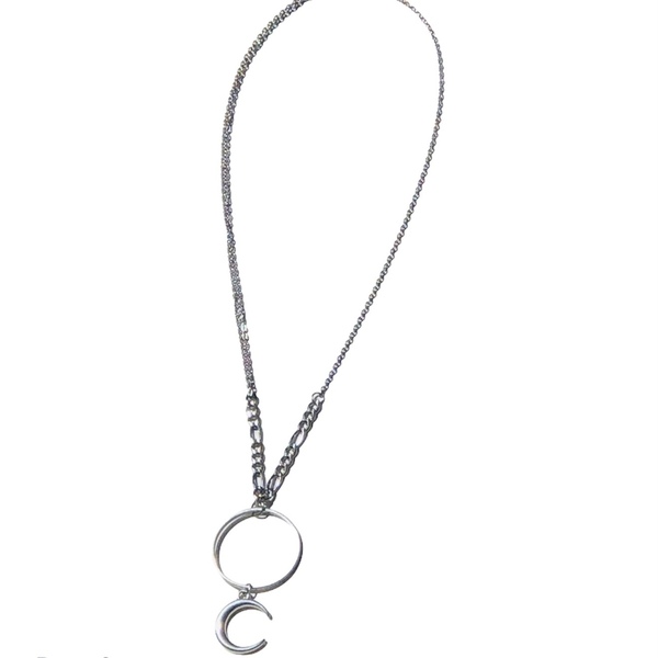 Κολιε stainless steel 304 κρίκος και μισοφέγγαρο - charms, φεγγάρι, κοντά, boho, επιχρυσωμένο στοιχείο