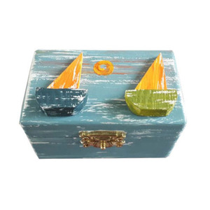 Κουτάκι ξύλινο χειροποίητο Καράβια 9x6x6 Πολύχρωμο Καπαδάκης - δώρο, χειροποίητα, ζωγραφισμένα στο χέρι, ξύλινα διακοσμητικά