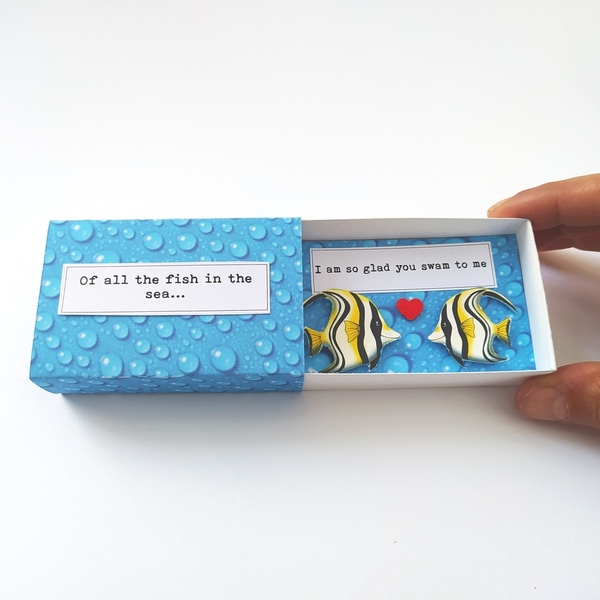 Πρωτότυπο δωράκι αγάπης, Message in a MatchBox, Ψαράκια - αγάπη, επέτειος, δώρα γενεθλίων, κάρτα ευχών, δώρο έκπληξη - 3