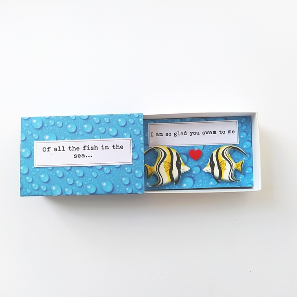 Πρωτότυπο δωράκι αγάπης, Message in a MatchBox, Ψαράκια - αγάπη, επέτειος, δώρα γενεθλίων, κάρτα ευχών, δώρο έκπληξη