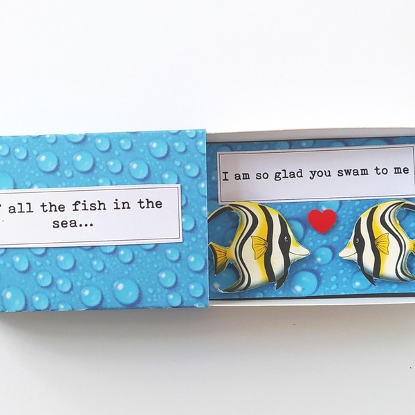 Πρωτότυπο δωράκι αγάπης, Message in a MatchBox, Ψαράκια - αγάπη, επέτειος, δώρα γενεθλίων, κάρτα ευχών, δώρο έκπληξη - 2