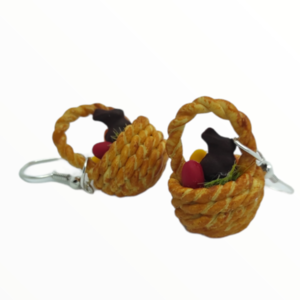 Σκουλαρίκια Πασχαλινά καλαθάκια με αυγα (easter cupcake earrings)χειροποίητα κοσμήματα απομίμησης φαγητού απο πολυμερικό πηλό Mimitopia - πηλός, χειροποίητα, πάσχα, πασχαλινά δώρα - 5