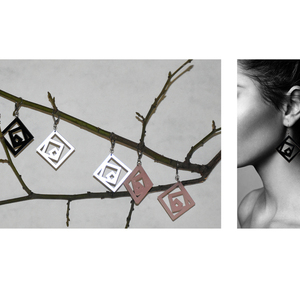 earrings.plexiglass,BLACK,steel,Geometric,(code 7bl)-Αντίγραφο - plexi glass, ατσάλι, κρεμαστά, μεγάλα, με κλιπ - 2