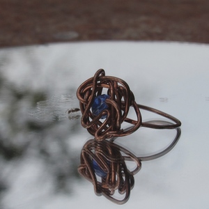 "Ariadne" copper ring - χαλκός, χάντρες, boho, μεγάλα, αυξομειούμενα - 3