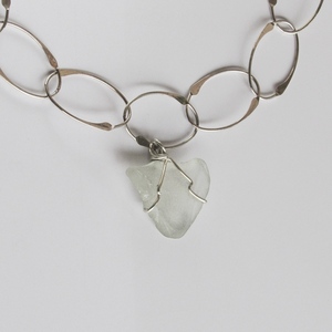 "Apollo" necklace - γυαλί, ασήμι 925, κοντά, boho - 3