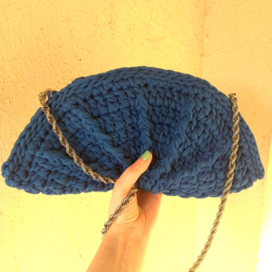 Χειροποίητη Crochet Μπλε Τσάντα Ώμου - ώμου, all day, πλεκτές τσάντες - 2