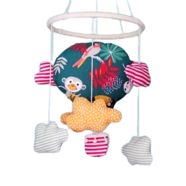 Μόμπιλε αερόστατο ζωάκια ζούγκλας - ύφασμα, αγόρι, δώρα για βάπτιση, μόμπιλε - 2