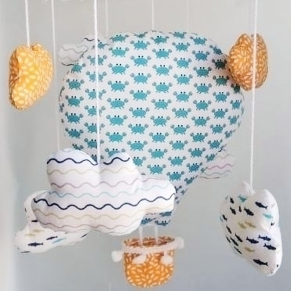 Μόμπιλε αερόστατο καβουράκια - ύφασμα, αγόρι, αερόστατο, θάλασσα, μόμπιλε - 3