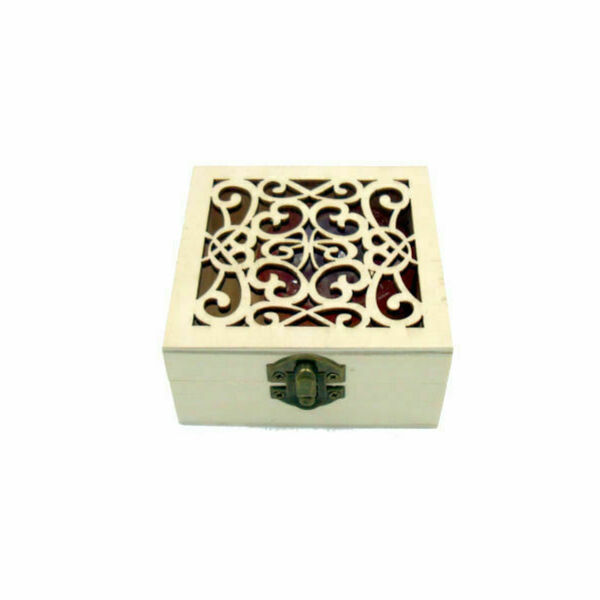 Ξύλινο κουτί με χειροποίητο διακοσμητικό σαπουνάκι στρογγυλό και λουλούδι μοβ - 2
