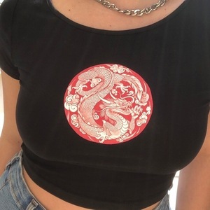 Red Dragon Crop Top! - βαμβάκι, γυναικεία, crop top - 3