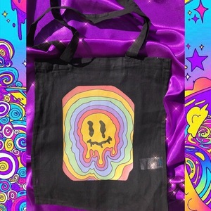 Smiley Face Tote Bag! - ύφασμα, ώμου, μεγάλες, all day, tote - 4