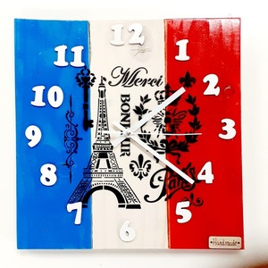 Ξύλινο ρολόι τοίχου''La France''-διαστάσεις 29χ29χ2 εκ. - τοίχου, ξύλο