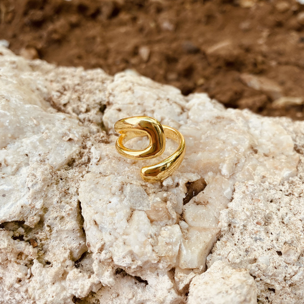 Δαχτυλίδι ασήμι 925- Carrier golden - επιχρυσωμένα, ασήμι 925, μεγάλα, αυξομειούμενα