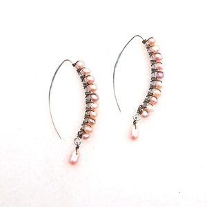 ασημένια σκουλαρίκια Hook με φυσικά μαργαριτάρια - ασήμι, ημιπολύτιμες πέτρες, κρίκοι, κρεμαστά, πέρλες, νυφικά