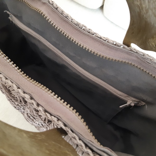Τσάντα Ψάθινη Γκρέζ - ψάθα, μεγάλες, απαραίτητα καλοκαιρινά αξεσουάρ, χειρός, πλεκτές τσάντες - 5