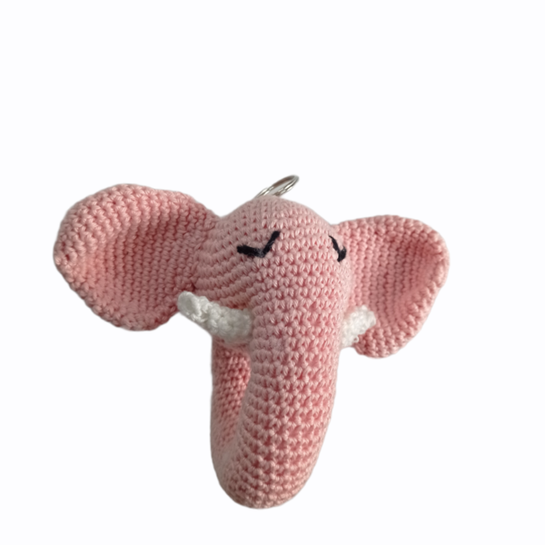 Σετ δώρου για μωρό, gift box for newborn, σαλιάρα, Ροζ Κουδουνιστρα ελέφαντα με κρικάκι για τα κλειδιά, πλεκτή κουδουνίστρα, μασητικό, κουδουνίσττα ελεφαντάκι, πλεκτή κουδουνίστρα, πλεκτό μπρελόκ - ροζ, κορίτσι, ελεφαντάκι, σετ δώρου, κουδουνίστρα - 4