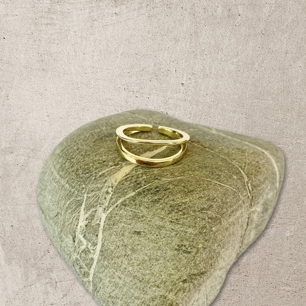Δαχτυλίδι ασήμι 925 - Curved layers golden - ασήμι, επιχρυσωμένα, ασήμι 925, boho, αυξομειούμενα - 4